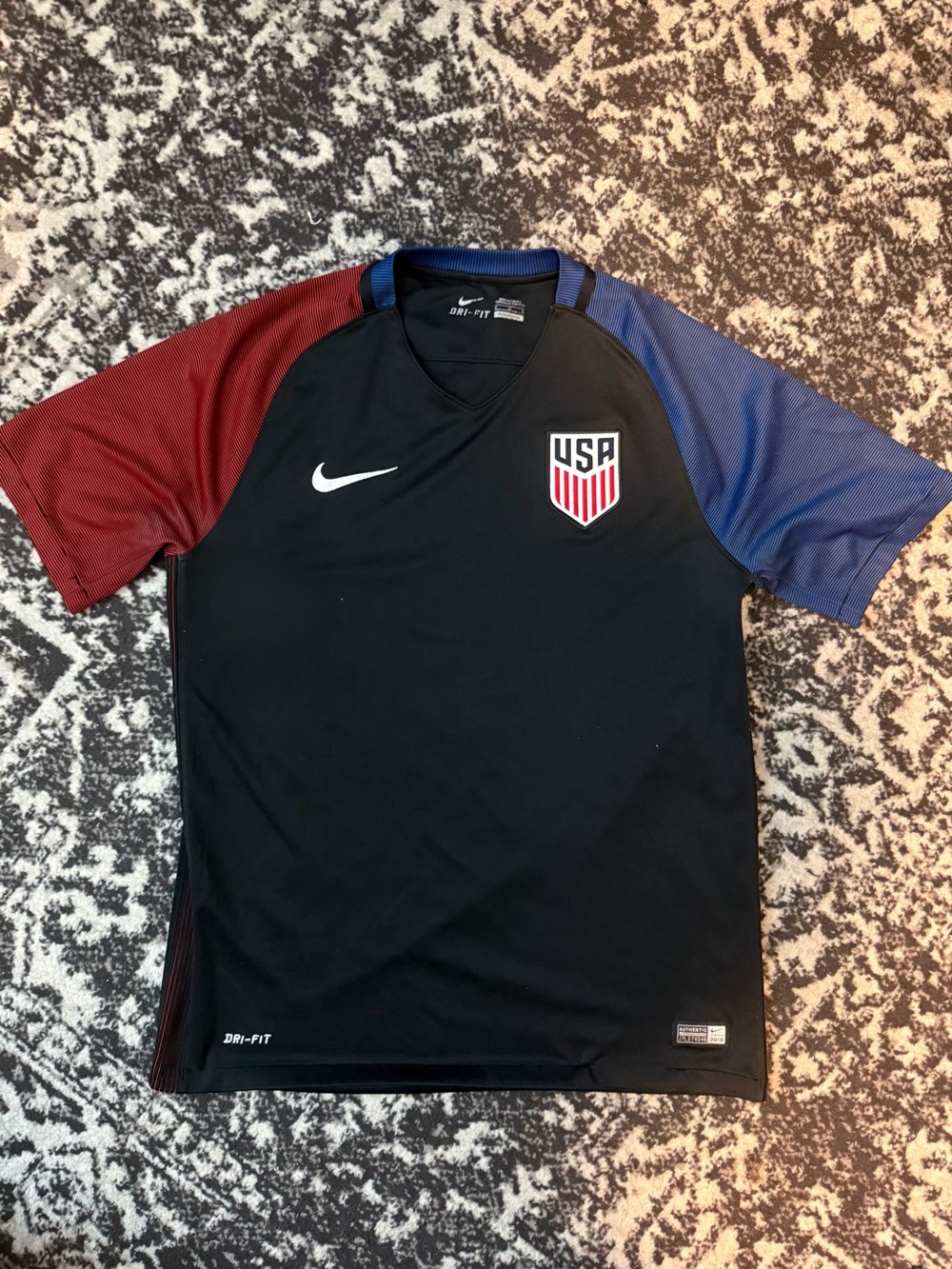 Nike Black USA Soccer Jersey with Blue Accents